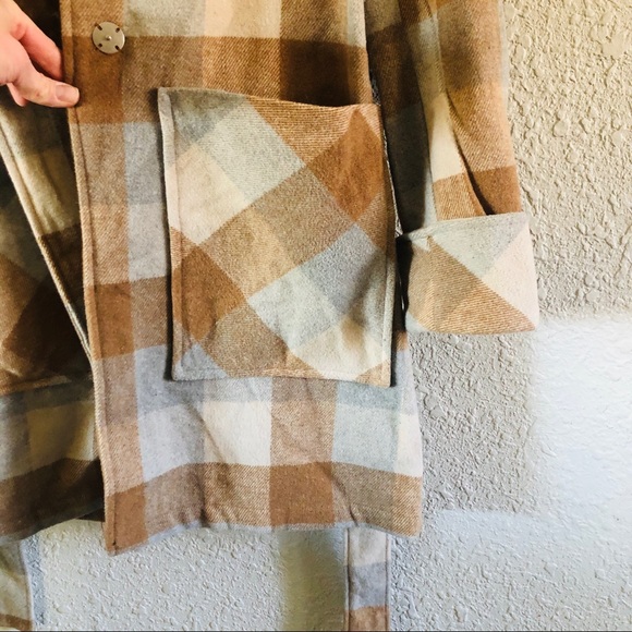 a new day Plaid Trench Coat in Tan and Cream - Picture 5 of 10